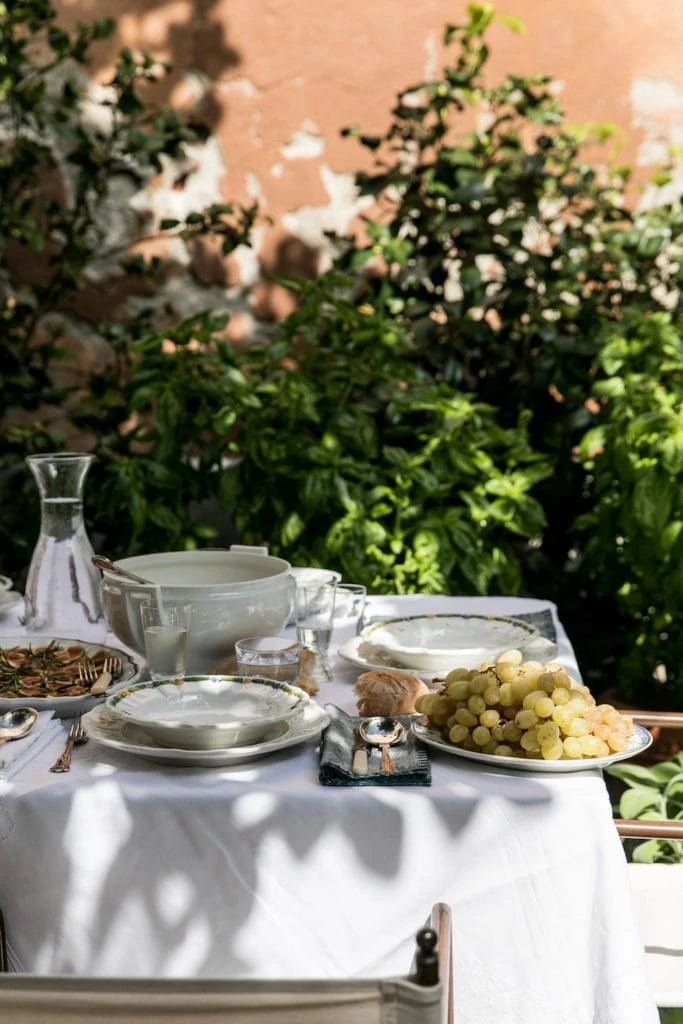 A Set Table In Skye Mcalpine’s Venice Garden Ready For An Alfresco Meal