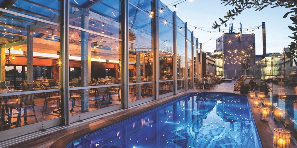 The pool area at The Curtain Hotel and members’ club in Shoreditch London