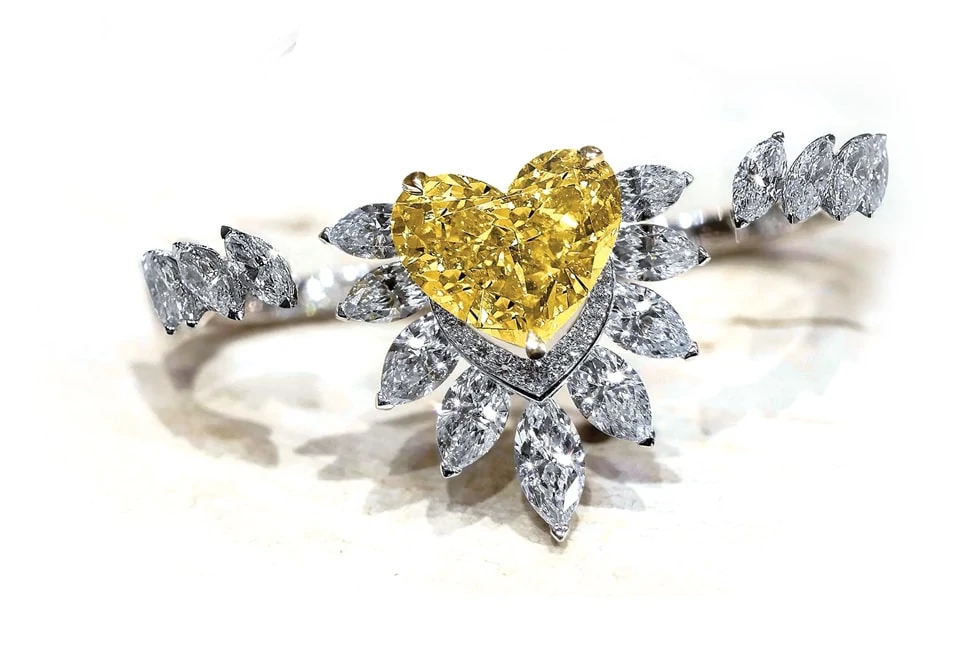 Messika 18Ct White Gold, Fancy Yellow Diamond And White Diamond Ring