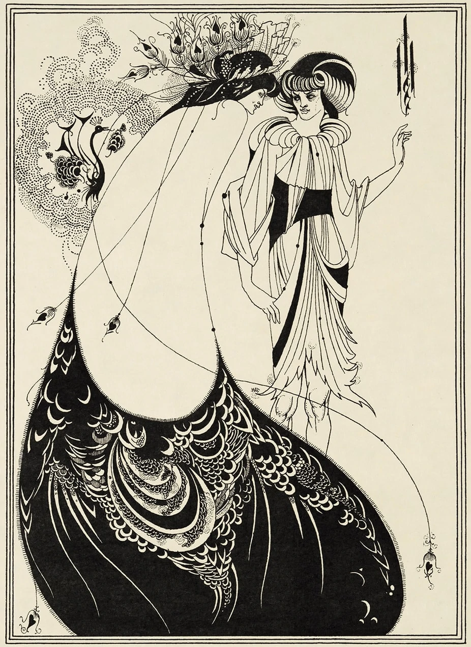 Aubrey Beardsley (1872-1898),  Illustration For Oscar Wilde’s Salome 1893 The Peacock Skirt, Line Block Print On Paper Stephen Calloway  Photo: © Tate