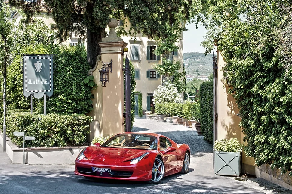 Villa La Massa Entrance With Ferrari