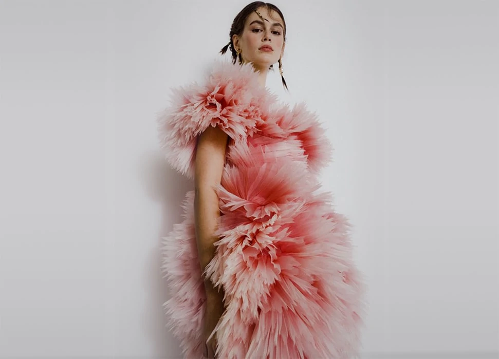 Kaia Gerber Wears A Pink Alexander Mcqueen Dress - The Label Has Launched Their Playlists Online