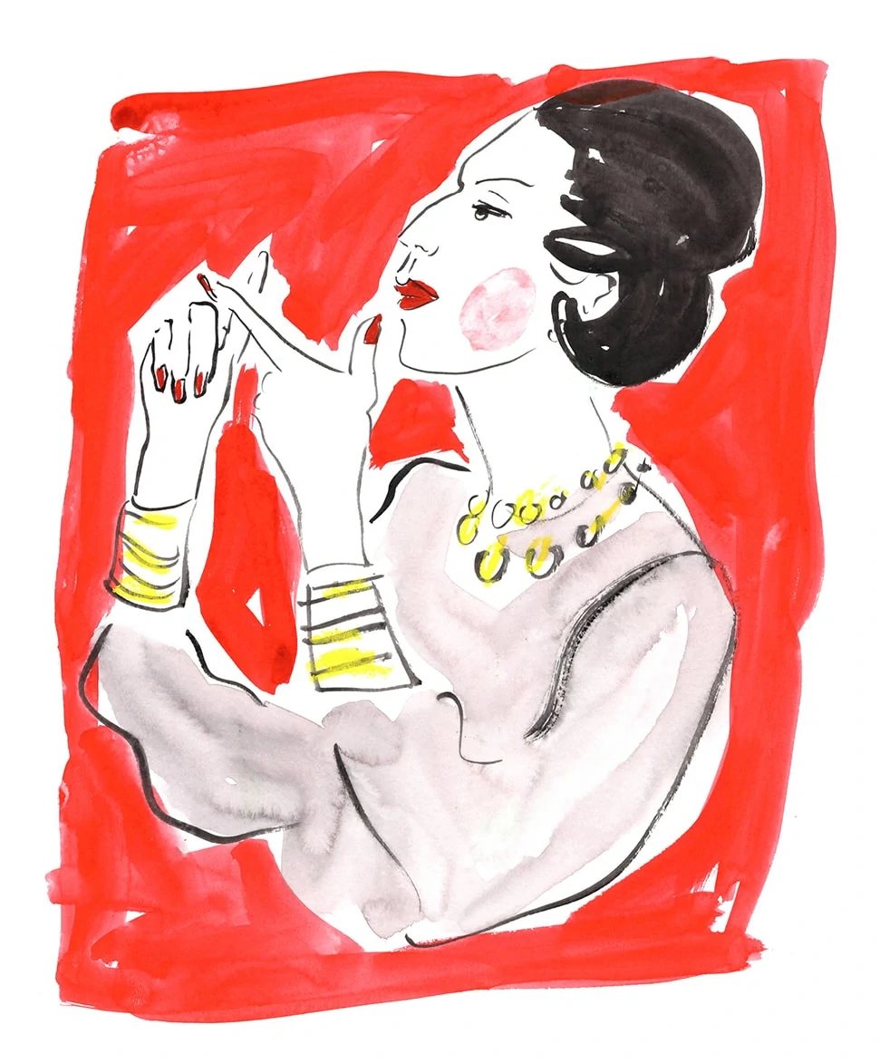 An illustration of legendary fashion editor Diana Vreeland by Luke Edward Hall
