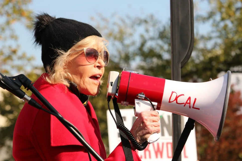 Jane Fonda Speaks Out At A Protest Raising Awareness For Climate Change