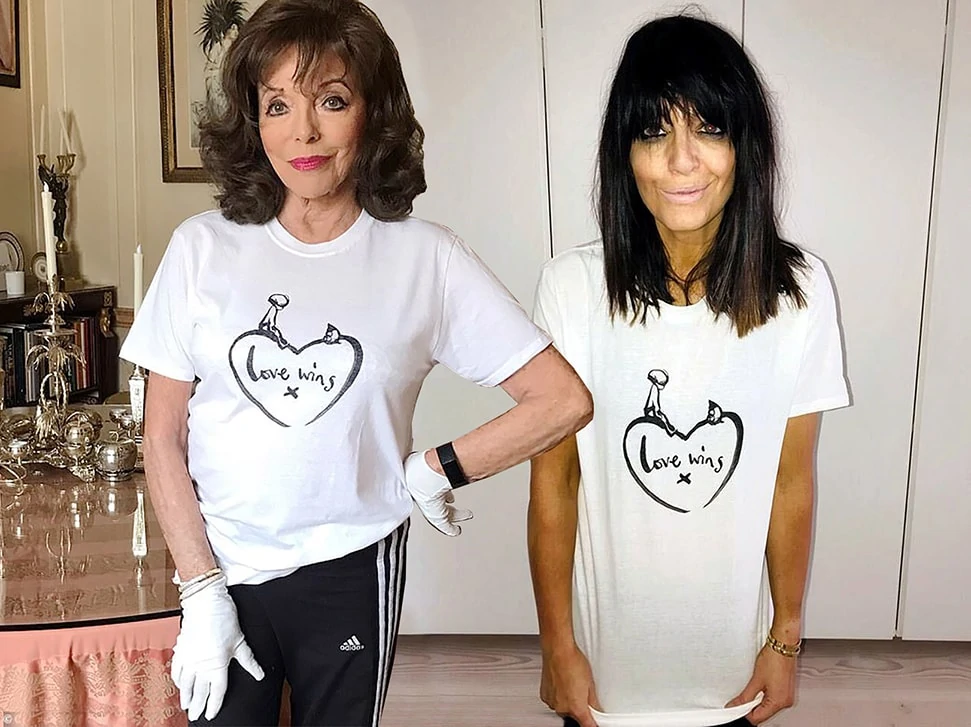 The Comic Relief T-Shirts By Charlie Mackesy, Worn By Dame Joan Collins And Claudia Winkleman