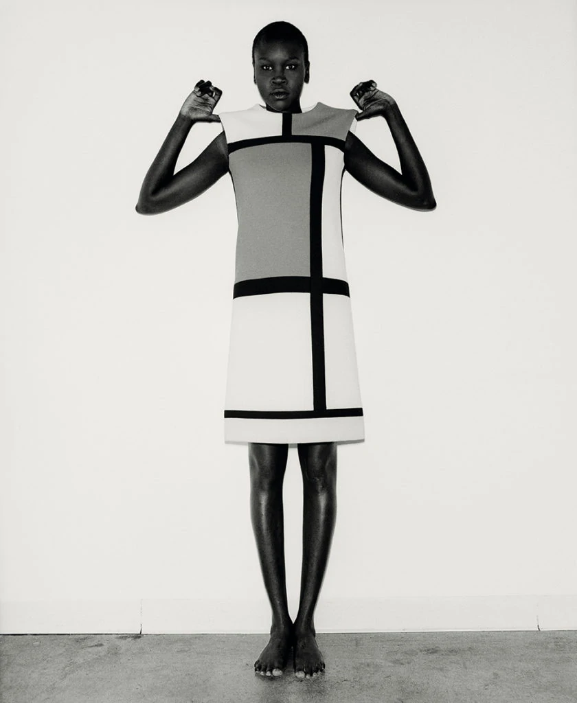 Model Alek Wek Wearing The Mondrian Dress