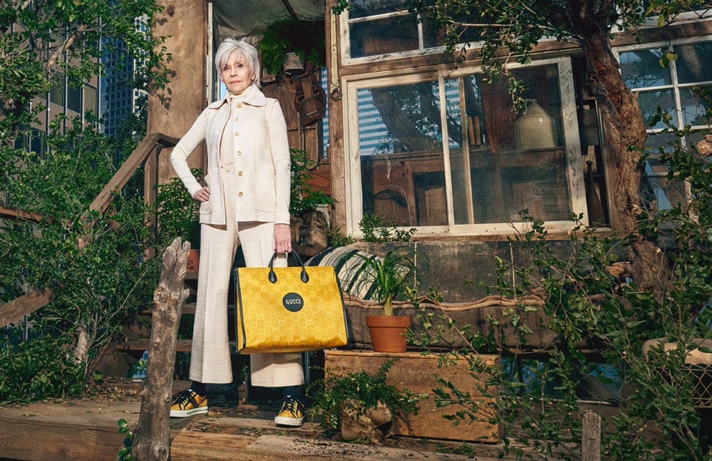 Actor and activist Jane Fonda stars in the new Gucci Off The Grid collection campaign