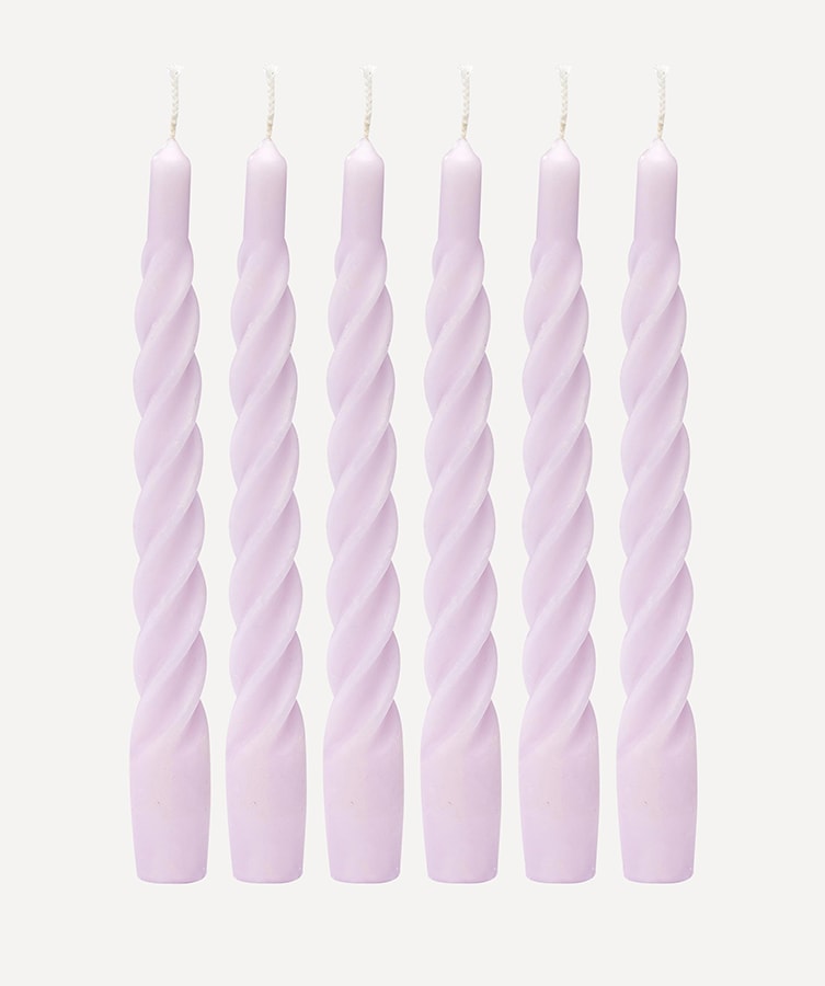 The most stylish tapered candles and candle holders to light up your home Anna Nina Lilac Twisted Candles Liberty