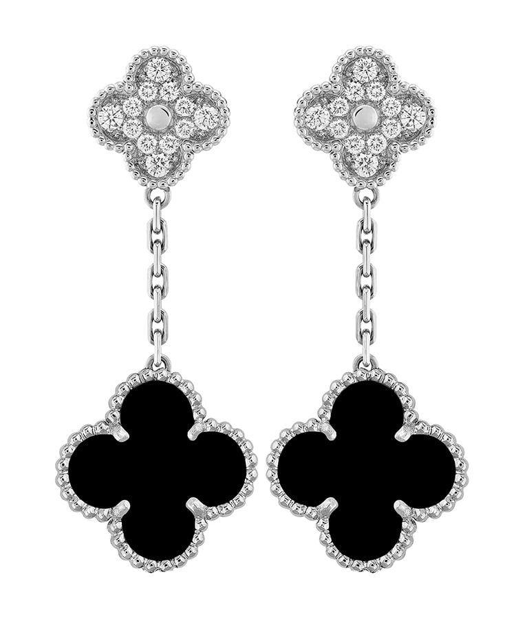 Last-minute luxury gifts to buy loved ones (and yourself) this Christmas VAN CLEEF ARPELS Magic Alhambra 2 Motif Earrings – diamonds and onyx set in white gold Price 13300 Stockist Selfridges