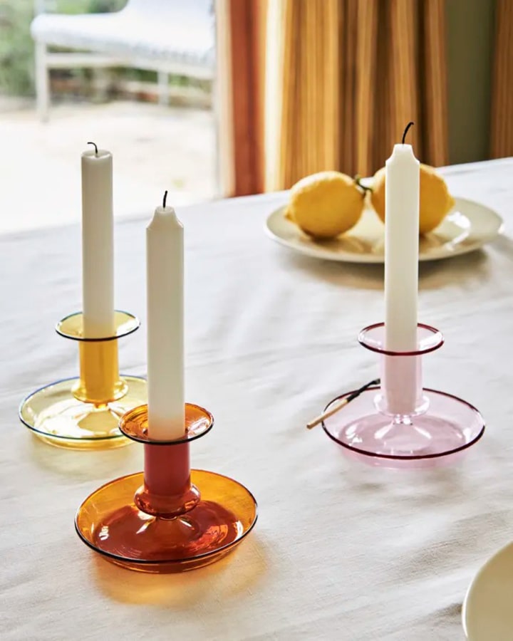 The most stylish tapered candles and candle holders to light up your home Hay Glass Candlestick Flare