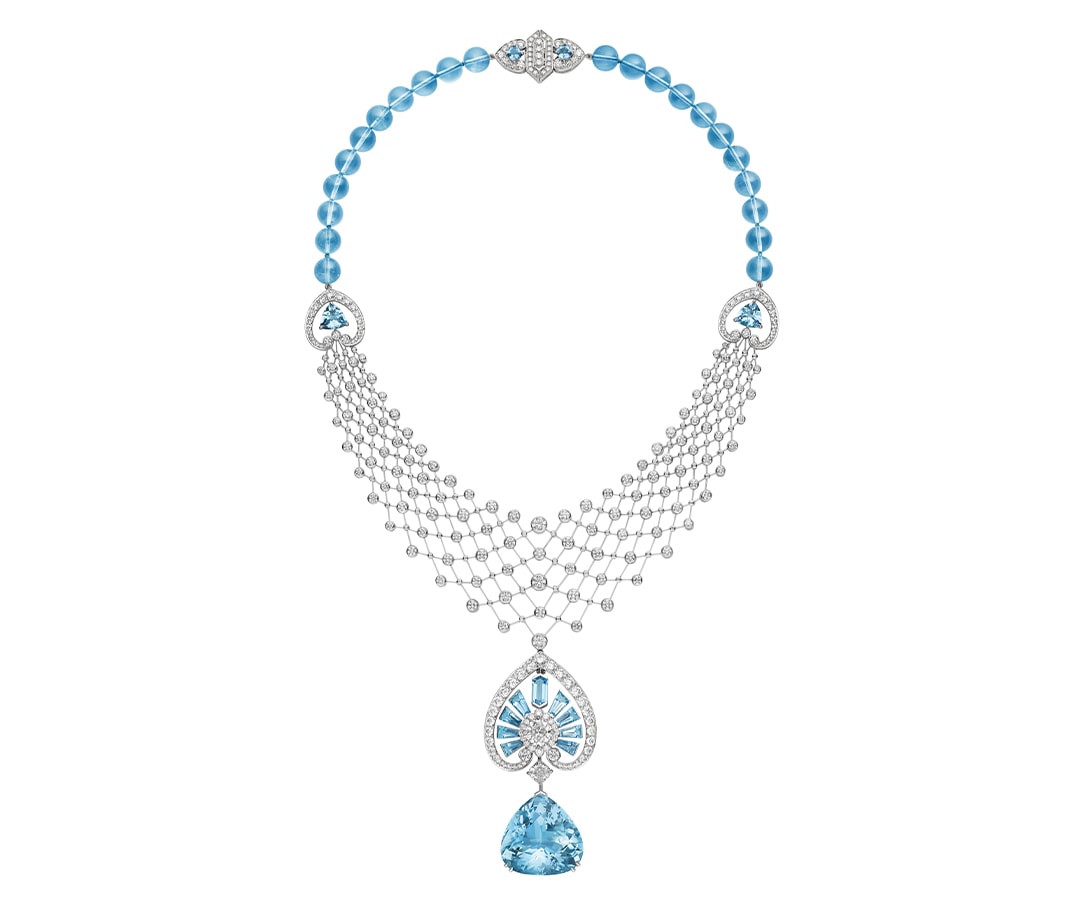 March birthstone: Exquisite aquamarine jewellery to shine in this spring Chaumet 083542 Promenades Impériales aquamarine necklace CMJN
