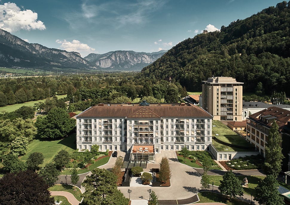 9 of the world's most effective sleep retreats for rest and rejuvenation Grand Resort Bad Ragaz Drohne3