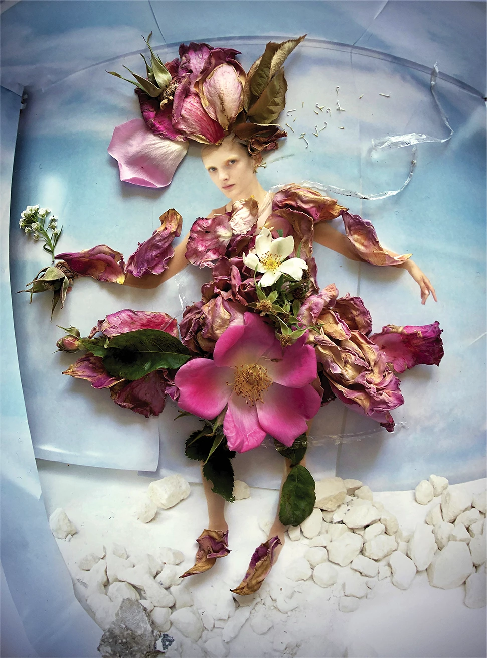 <em>Wild and Cultivated: Fashioning The Rose</em> celebrates fashion’s love affair with roses Primrose Archer Dressed In Flowers From My Garden Hackney 2020 © Tim Walker Studio
