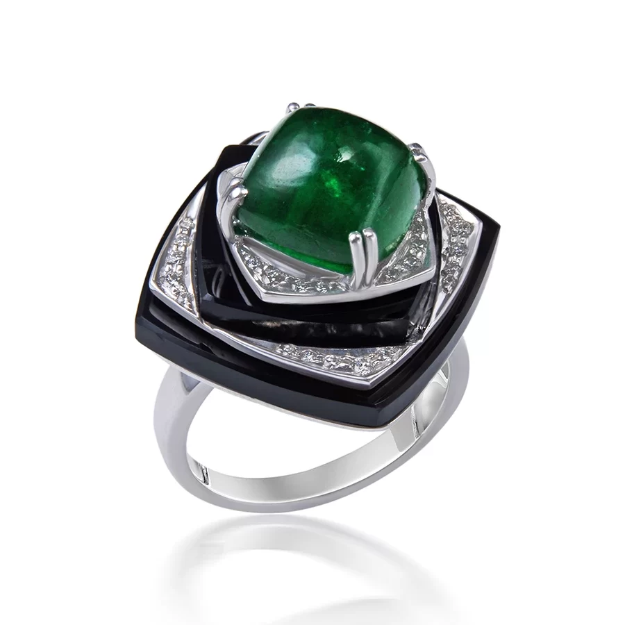 Ananya Nazar Layer Ring, Emerald