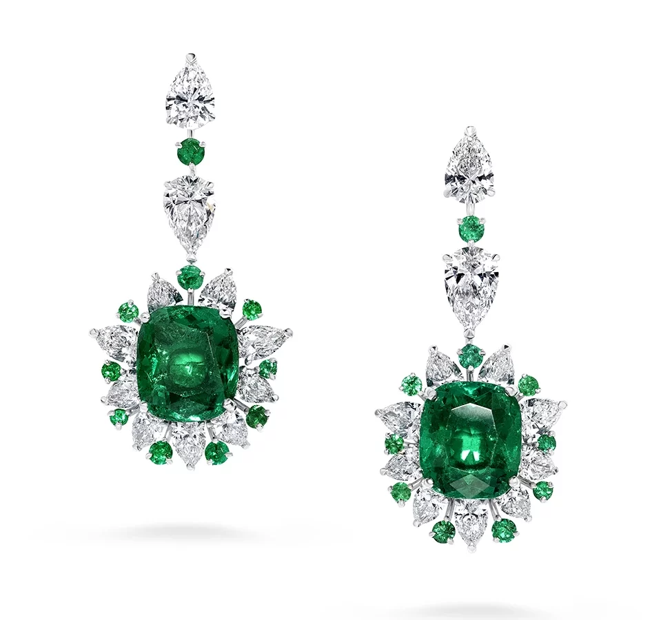 David Morris- Colombian Emerald Cush Star Earrings