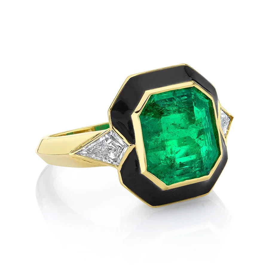 Knj Emerald Enamel Ring